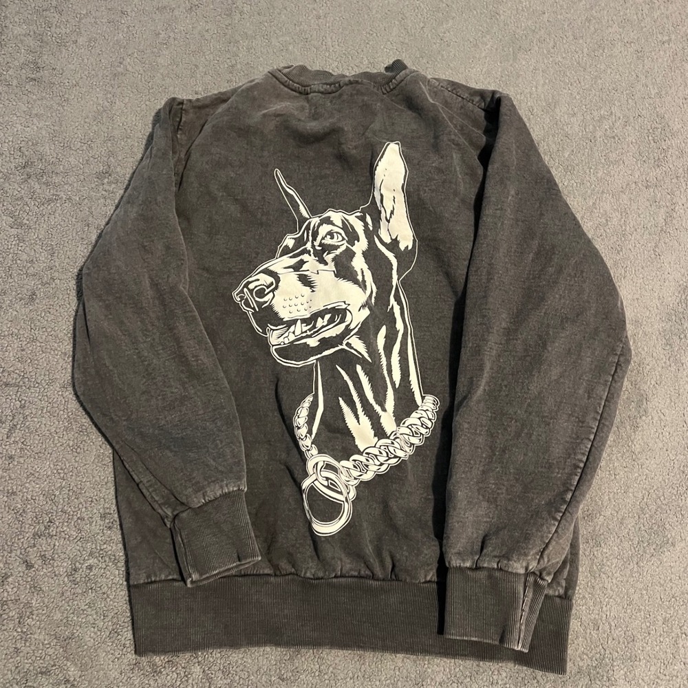 Death Row Records Doberman Graphic Sweatshirt Mens Small Charcoal Gray